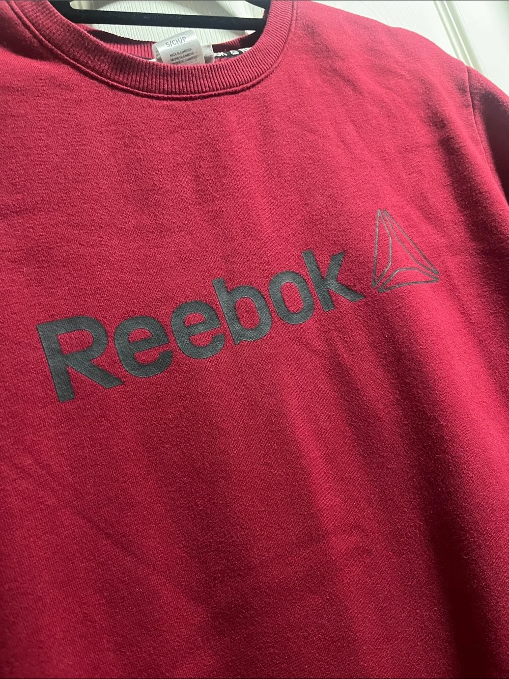 Reebok Men's Deep Red Crewneck Sweatshirt with Logo
